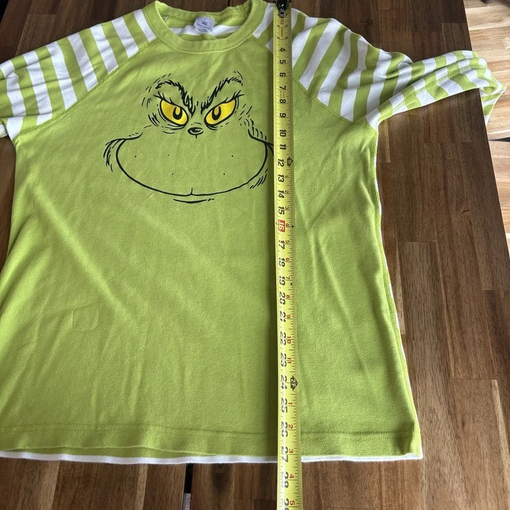 Hanna Andersson Grinch Pajama Top Adult Large‎ Organic Cotton Green Stripes